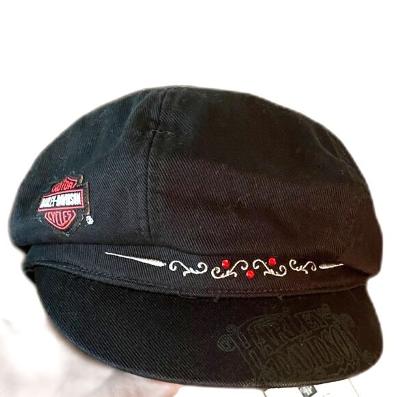 Harley Davidson Black HD Hat Baseball Cap Women's Roses Embroidered StrapBack - Picture 6 of 14